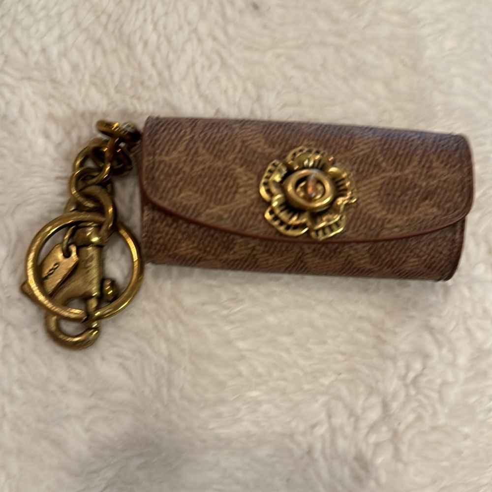 Coach Signature Lipstick Case Keychain